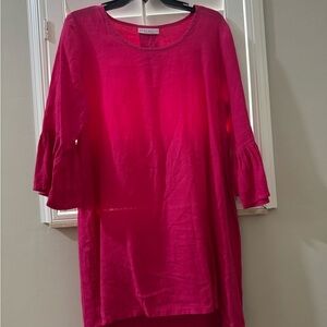 Bryan Walker Pink Linen Bell-Sleeve Tunic Top
